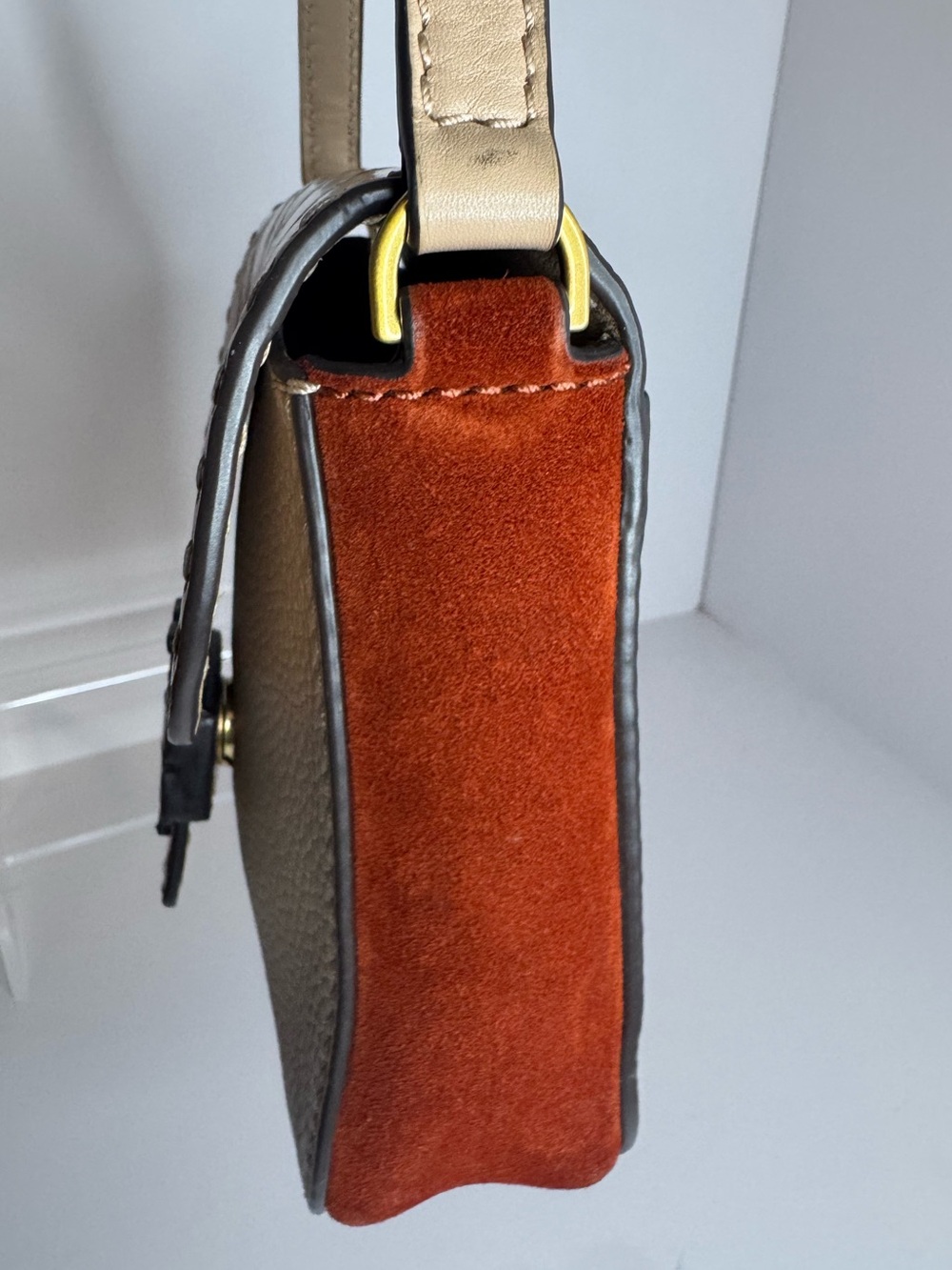 #311 Tory Burch McGraw Embossed Leather & Suede Crossbody Bag - Picture 8 of 16